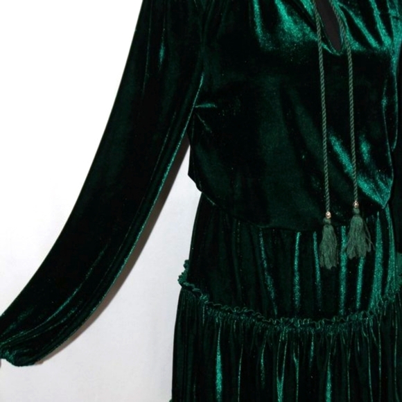 LISTICLE Green Velvet Ruffle Pleated Dress - Picture 5 of 13